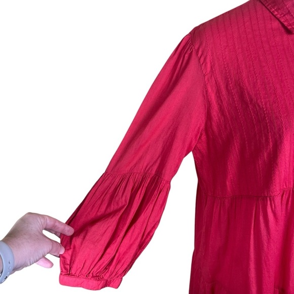 Mango MNG Women’s 6 Red Tiered Maxi Dress Button Front Lightweight Flowy Summer - Picture 8 of 12